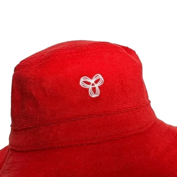 Aritzia TNA Womens Logo Embroidered Cotton Bucket Hat Sz S/M Red French Terry - Picture 3 of 8